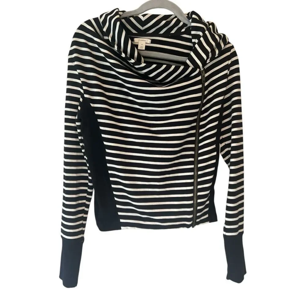 Caslon NWT Sz M Striped Full Zip Sweater